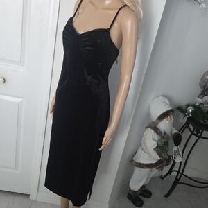 Elegant Black blingy Velvet Dress NWOT XL